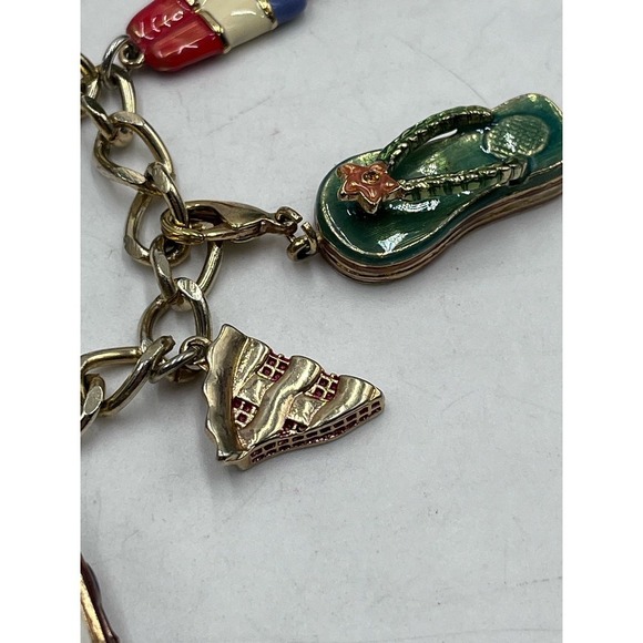Monet Vintage Signed Gold‎ Tone Summertime Sweets Charms Bracelet - Picture 3 of 13